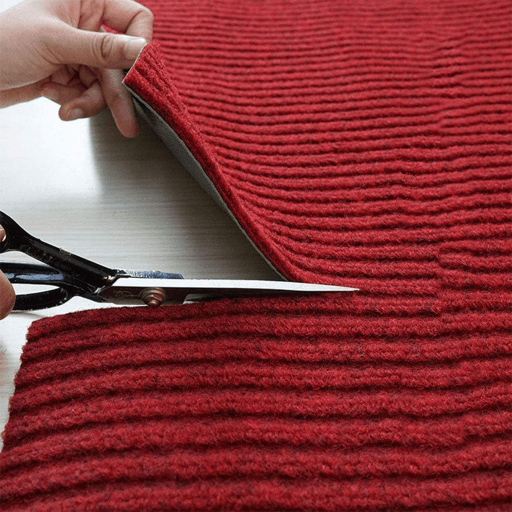 WANLISELL 3 x 10 ft Commercial Carpet, Non-Slip Striped Brush Step Entrance Mat, Indoor Outdoor Hallway Runner Rug, Dark Red