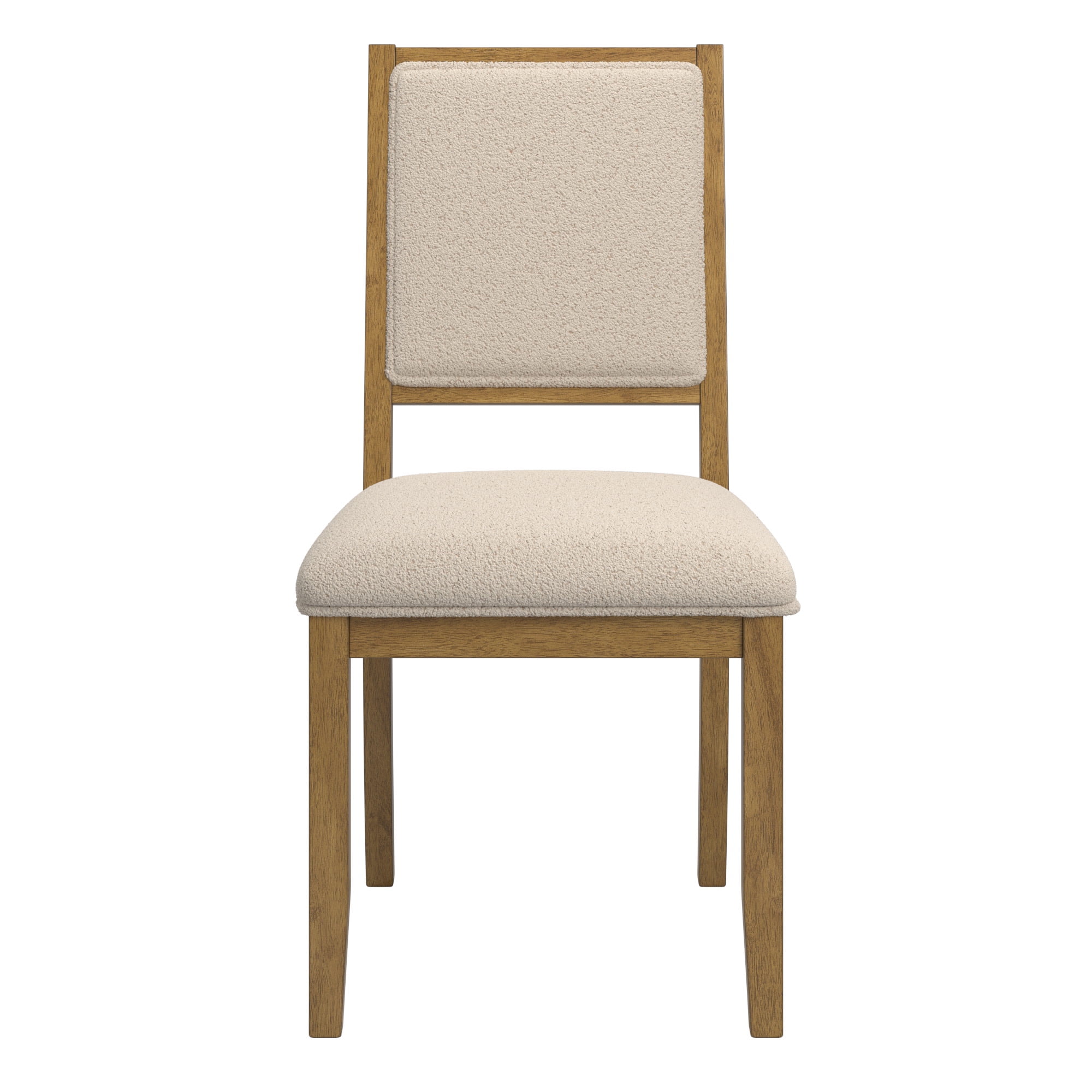 Weston Home Alta Wood Finish Cream Boucle Fabric Dining Chair, Set of 2, Oak Wash