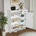 thumbnail image 2 of Spaco White Color Shoe Cabinet with 4 Doors 1 Drawer, PVC Door with Shape, Large Space for Storage, 2 of 5