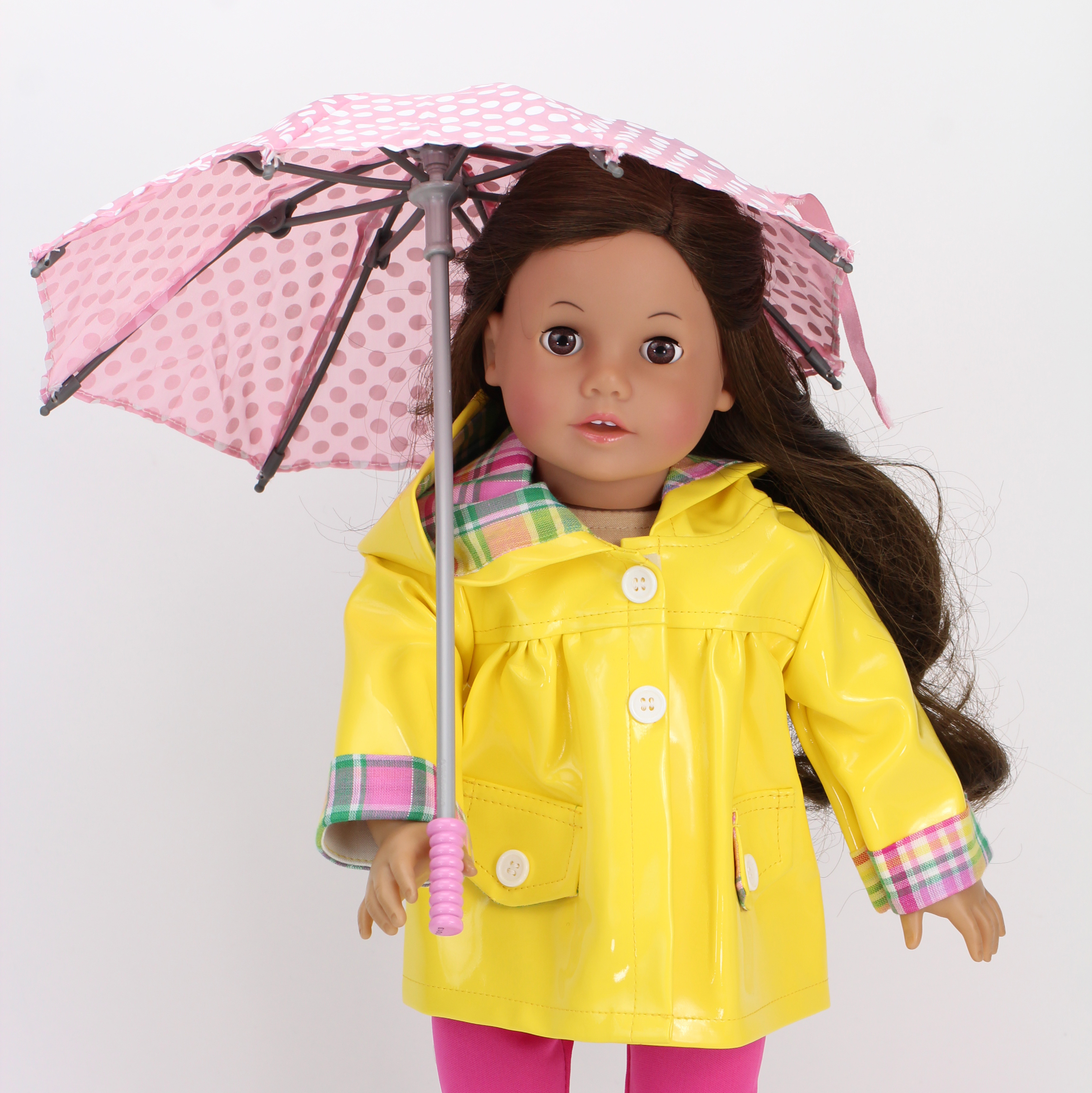 Sophia's 18" Doll Raincoat, Leggings & Rain Boots, Yellow & Pink