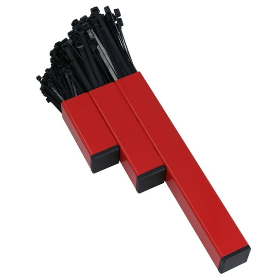 Red Cable Tie Holder Storage Rack with Magnetic Fixings   200 Cable Ties