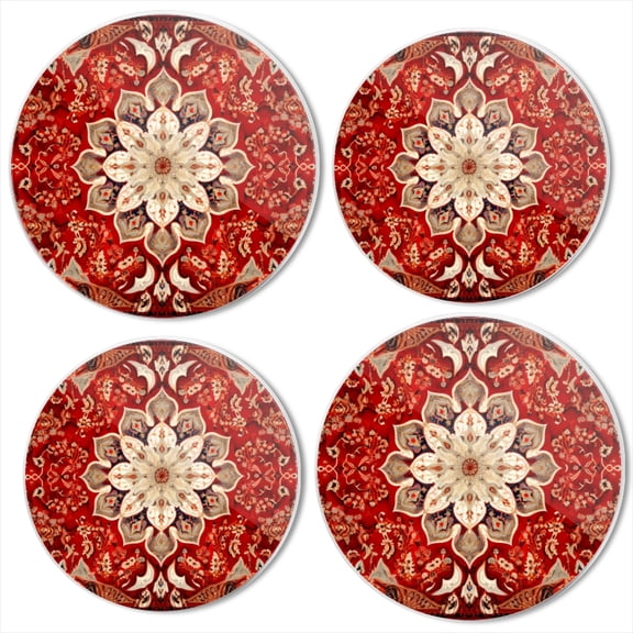 Bahomeck Gas Stove Burner Cover Set Of 4,Carpet With Intricate Pattern Of Red And Beigemetal Electric Stove Burner Covers,Protecting Gas Stoves,Kitchen Decor，8 Inches And 10 Inches