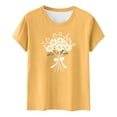 thumbnail image 4 of DPTALR Women's Summer Fitted Casual Floral Print Round Neck Short Sleeve T-Shirt,Yellow,Size M, 4 of 5