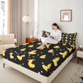 thumbnail image 4 of Manfei Cartoon Duck 4-Piece Full Size Sheets,Polka Dots Bed Sheets,Black Yellow Lightweight Sheet Sets,Animal Room Decorative, 4 of 7