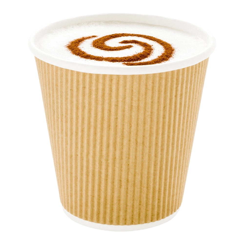 8 oz Kraft Paper Coffee Cup Ripple Wall 3 1/2" x 3 1/2" x 3 1/4