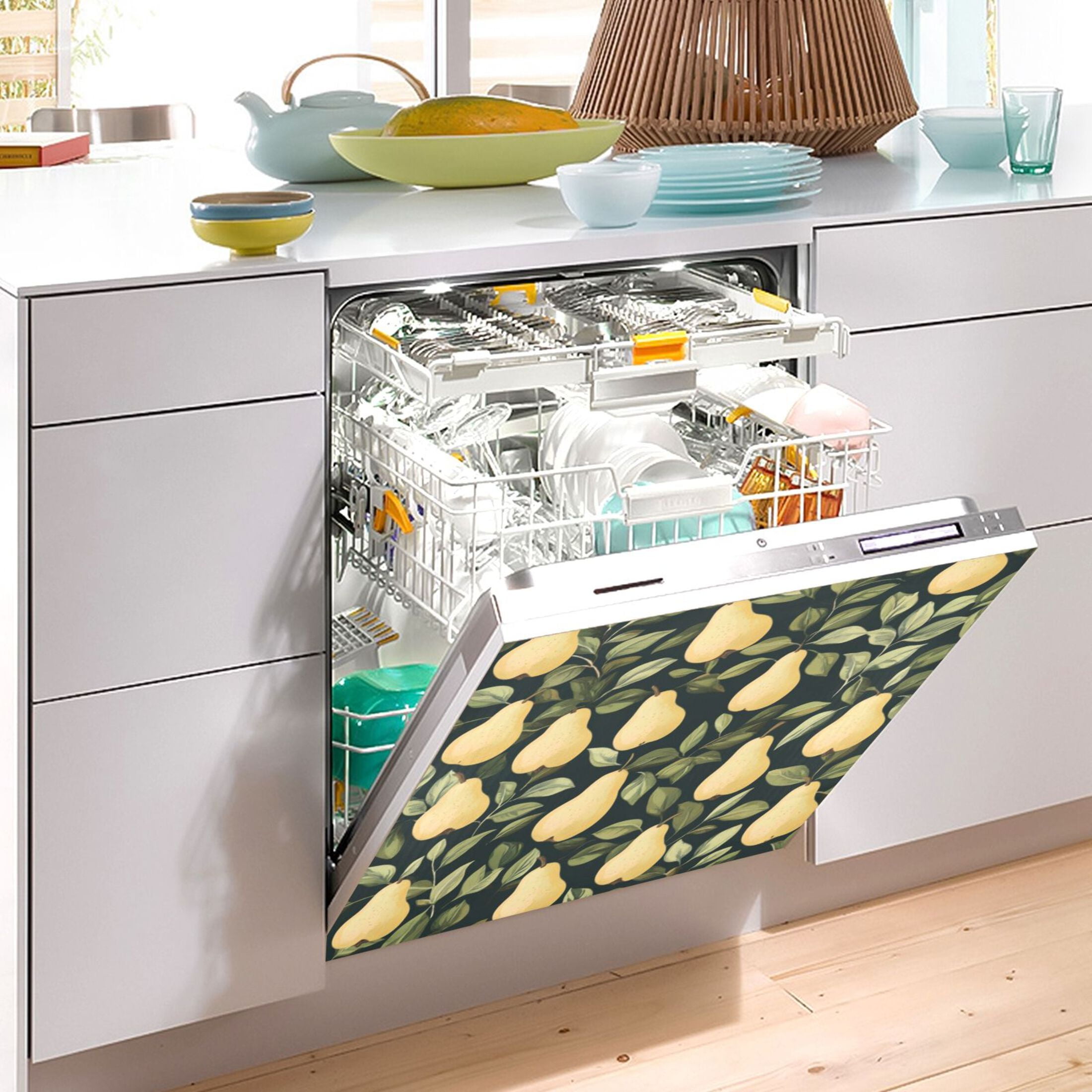 Dishwasher Magnetic Sticker 23x26 Inch Refrigerator Magnetic Sticker Washing Machine Magnetic Sticker Kitchen Panel Magnetic Sticker Home Decor Cute Cartoon Pear