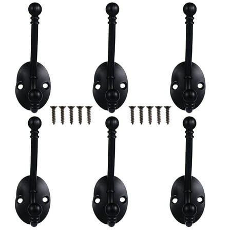 

6pcs Zinc Alloy Antique Coat Hooks Heavy Duty Wall Mounted Hanger (black)