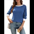 thumbnail image 3 of Camisas de Larga para Mujer, Blusas Tipo Túnica con Cuello Redondo, Suéteres Casuales, Ropa de Moda de Otoño Azul XXL, 3 of 10