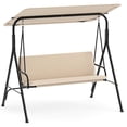 thumbnail image 1 of Gymax Balançoire de Patio Extérieure à 3 Places avec Accoudoirs, Auvent Inclinable Réglable et Support, Beige, 1 of 10