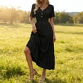 thumbnail image 2 of Maxi Dresses for Women 2026, Beach Dresses for Women, Sundresses for Women, Summer Dresses, Casual V Neck Short Sleeve Flowy Tiered A Line Boho Long Dress, 2 of 6