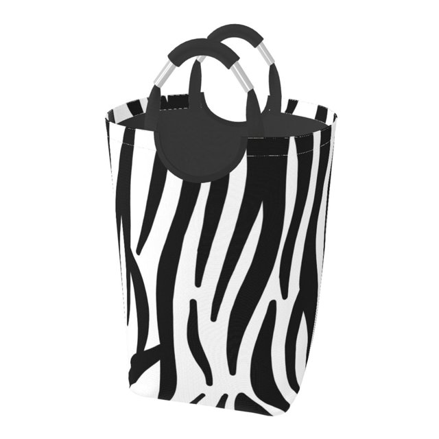 DouZhe 50L Rectangular Laundry Basket, Abstract Animal Zebra Stripes Prints Waterproof Foldable Laundry Hamper with Aluminum Handles