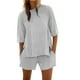 thumbnail image 1 of Conjunto de pantalones cortos y camiseta de manga media para mujer: conjunto de dos piezas oversize con cuello redondo para entrenar en verano, 1 of 4