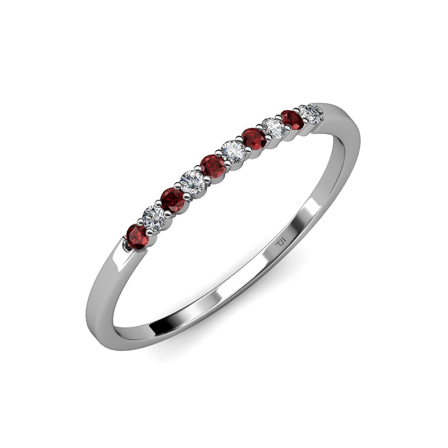 0.25 Ctw Marquise Red Garnet Rose Rhodium 925 Sterling Silver Ring 