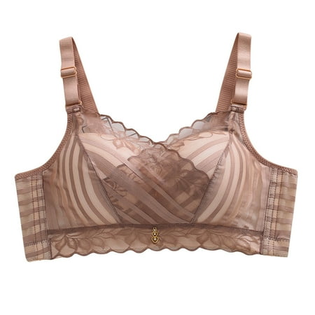 

ZMHEGW Womens Bras Adjustable Anti Droop Overlapping Lace Stripe Seamless Bralettes Underwear