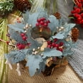 thumbnail image 6 of 7.87 Inch Christmas Candle Ring Garland, Pine Cones Red Berry & Eucalyptus Decor, Green Plastic Festive Hanging Ornament, Kitchen Cabinet Decor & Holiday Table Centerpiece, 6 of 7