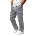 thumbnail image 3 of Mens Pants Athletic Fit Stretch Fashion Drawstring Elastic Waist Solid Color Casual Running Sweatpants With Pockets Workout Cargo Pants, 3 of 10