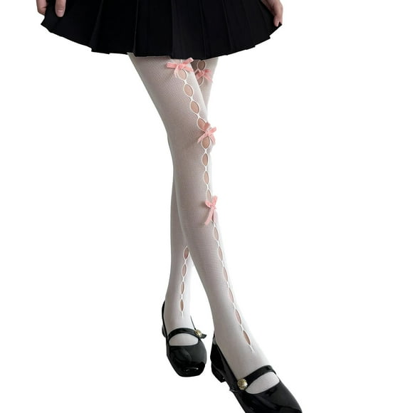 Bunenne Pantyhose for Women Womens Tights Sheer Tights Women Tights with Bows Cute Mesh Stockings 80s 90s Gothic Lace Stockings Leggings Plus Size Tights Sheer Pantyhose I One Size