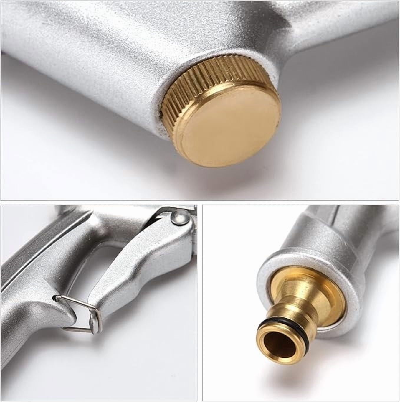 SCNOR Metal High Pressure Garden Hose Nozzle with 4 Adjustable Spray Patterns, Brass Nozzle & Quick Connector for Car Washing, Outdoor Cleaning, Watering Plants