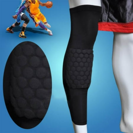 AGPtek 1 Piece Strengthen Kneepad Honeycomb Pad Basketball Leg Knee Long Sleeve Protective Pad Black M