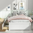 thumbnail image 3 of Twin Size Wooden Platform Bed with Storage Drawers, White, 3 of 11