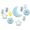 Twinkle Twinkle Little Star Crescent Moon Blue Boy Baby Shower Balloon Bouquet Decorating Kit 11 Piece Mylar and Latex Balloons Set -Plus (1) 66' (66 Foot) Roll of Curling Balloon Ribbon