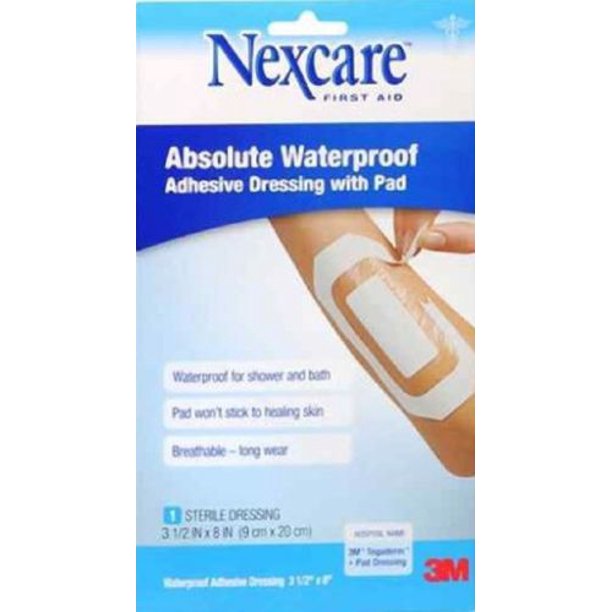 Nexcare Adhesive Pads Absolute Waterproof 3.5x8IN, 1ct, 2 ct