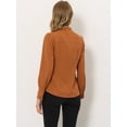 thumbnail image 4 of INSPIRE CHIC Chemisier à Col Montant pour Femmes, Manches Longues, Orange, P, 4 of 5