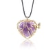 thumbnail image 1 of Zhuge Colgante de collar adecuado, hecho a mano, con un colgante de árbol de la vida de mariposa de seda. Collar en forma de corazón de piedra de cristal natural (morado), 1 of 5