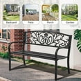 thumbnail image 4 of Outdoor Garden Bench Patio Bench with Back and Cast Iron Armrest, 50" Sturdy and Secure Steel Frame Patio Bench for 2 Person for Park Garden Porch Yard , Black, 4 of 9