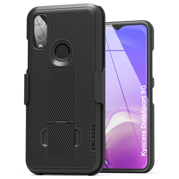 Encased DuraClip Designed for Kyocera DuraSport 5G UW / E6930 Belt Clip Slim Case with Holster - Black