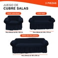 thumbnail image 2 of LABBA Fundas Elásticas para Sillones con Olanes, Juego de 3 Piezas, para Sofá Individual/Love Seat/Tres Plazas Color  Azul Marino, 2 of 8