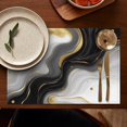 thumbnail image 4 of Black Marble Gold Wave Pattern Summer Placemats Table Placemats Set Of 6-Linen Kitchen Washable Placemats Table Mats 11.8"x17.7" Non-Slip Heat Resistant, 4 of 5