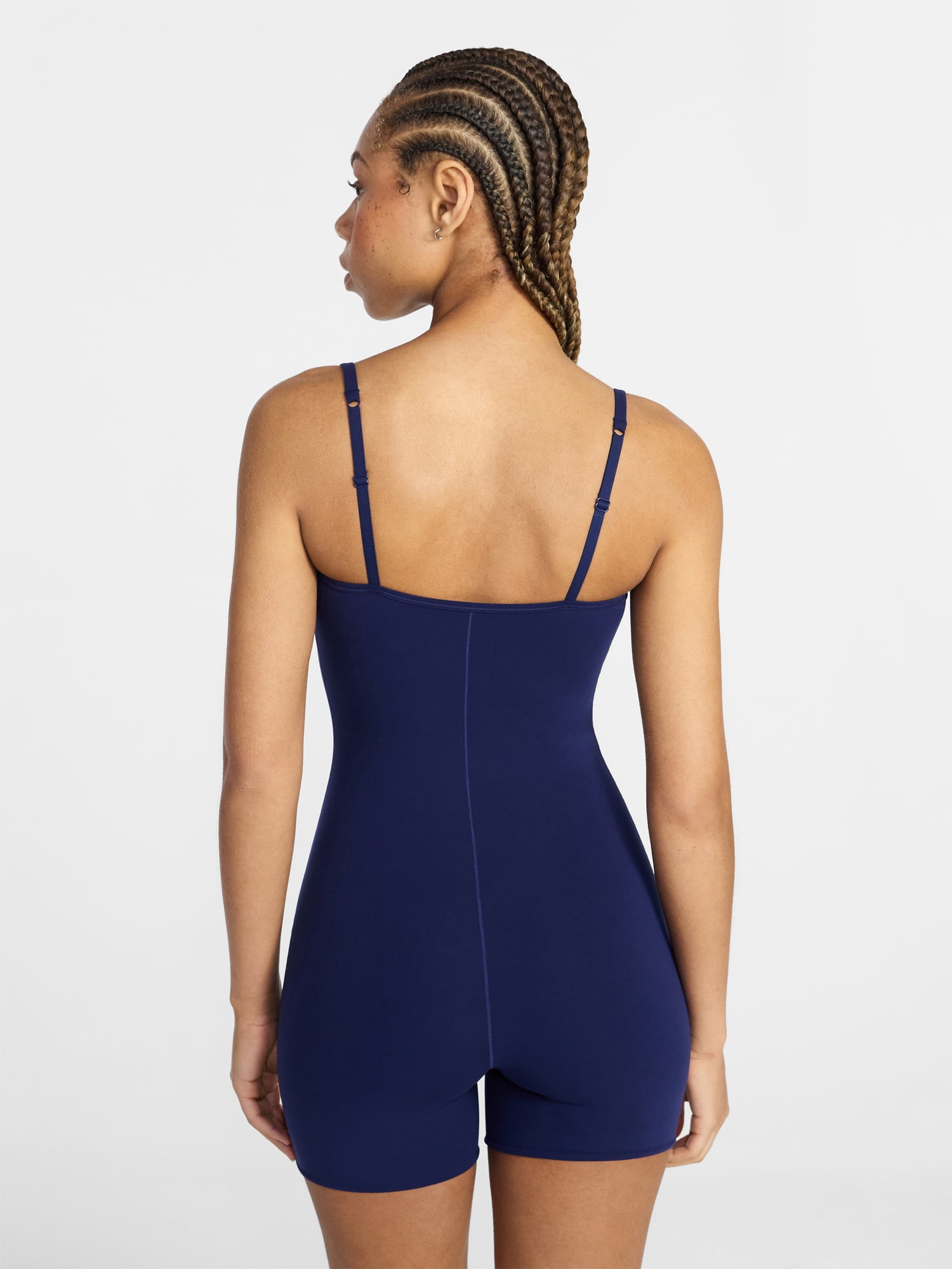 No Boundaries Fit Stretch Picot One Piece Romper, Women's XS-XXXL