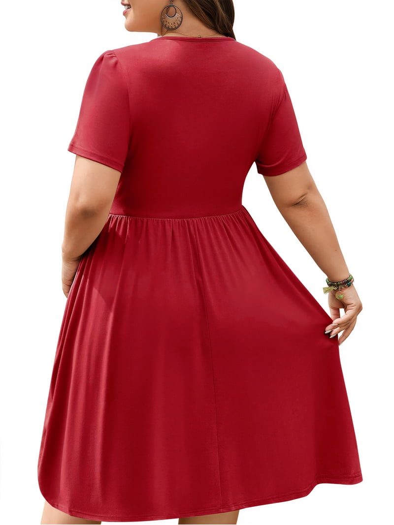 navy blue dress for baby girl CLOCOR Women's Plus Size Midi Dress 3/4 Sleeve A-Line Swing Dress V Neck  Flowy Casual Dresses Black X-Large at Amazon Women's Clothing store main image 0