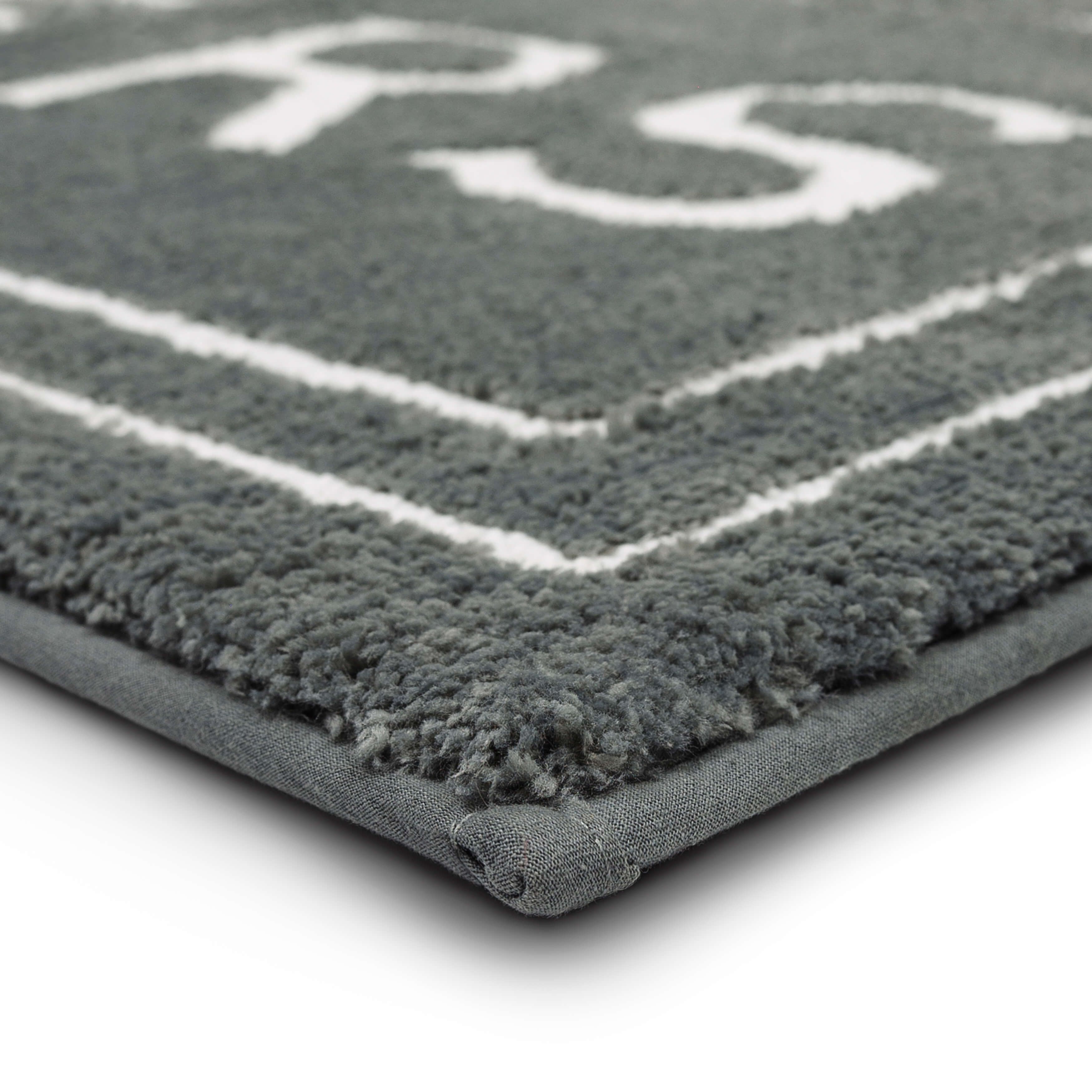 Mohawk Home Hers Knitted Plush Pile Washable Polyester Non-Slip Bath Mat, Pewter, 1'8" x 2'10"