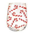 thumbnail image 2 of Christmas Glass Cups, Peppermint Candy Cane Pattern Drinking Tumbler, Clear Glass Cup for Xmas Holiday Table Setting, Christmas Glassware for Home Party, Clear, 2 of 6