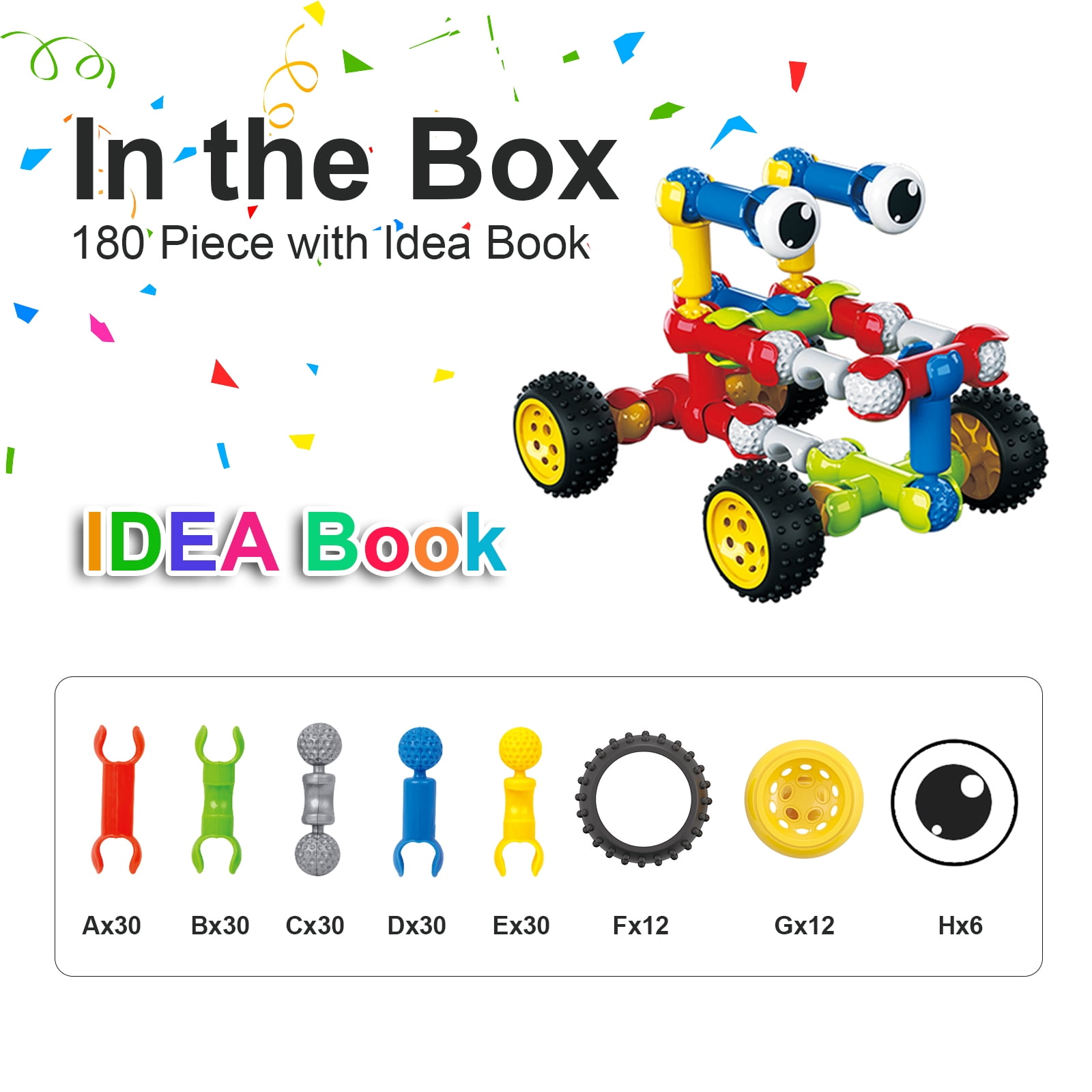 Stem Building Toys for 3 4 5 6 7 8 Year Old Boys Girls Kids,180 Pieces Building Blocks Educational Learning Toys with Large Storage Box,Ideal Christmas Birthday Gifts