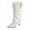 White, variant on Knee High Boots Women, Fold Over Shark Boots Pointed Toe block heels Wide Calf,Minimalist Street Style Boots for Fall & Winter