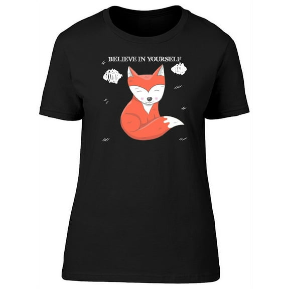 Cartoon Red Fox And Quote T-Shirt Women -Image by Shutterstock, Female Medium