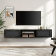 thumbnail image 2 of Wampat 2-Tier Floating TV Stand for 80" TVs, Wall Mounted Media Console Entertainment Center with Power Outlet, Floating TV Shelf for Living Room, Bedroom, Black, 2 of 10