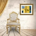 thumbnail image 3 of Eggers, Julie 24x19 Gold Ornate Wood Framed with Double Matting Museum Art Print Titled - Portugal-Aveiro-Shadow of street lantern on colorful yellow building with bright blue shutters, 3 of 4