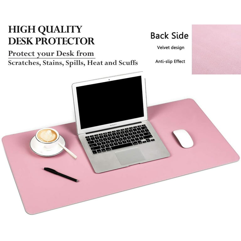 Entirety Goods Large Anti-Skid Desk Pad/Mat Dual Sided for Office and Home,Waterproof PU Leather Desk Blotter, Laptop Desk and Writing Pad, Size: 35.4 x 17, Pink