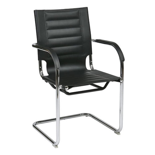 Work Smart Trinidad Guest Reception Waiting Room Chair in Black Vinyl