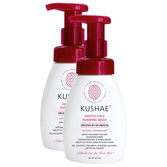 Kushae Gentle 2-N-1 Foaming Feminine Wash, 2 Pack