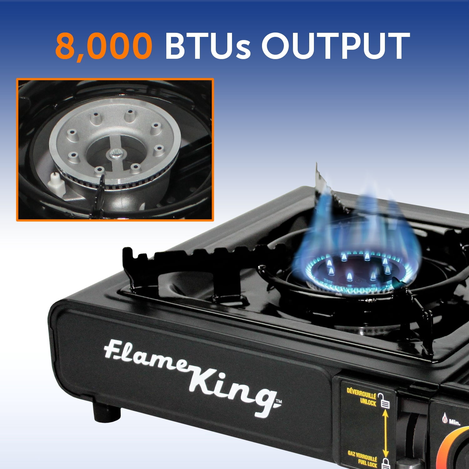 Flame King Dual Fuel Butane & Propane Gas Camping Stove with Single Burner, Portable and Great for Outdoor Cooking, Backpacking