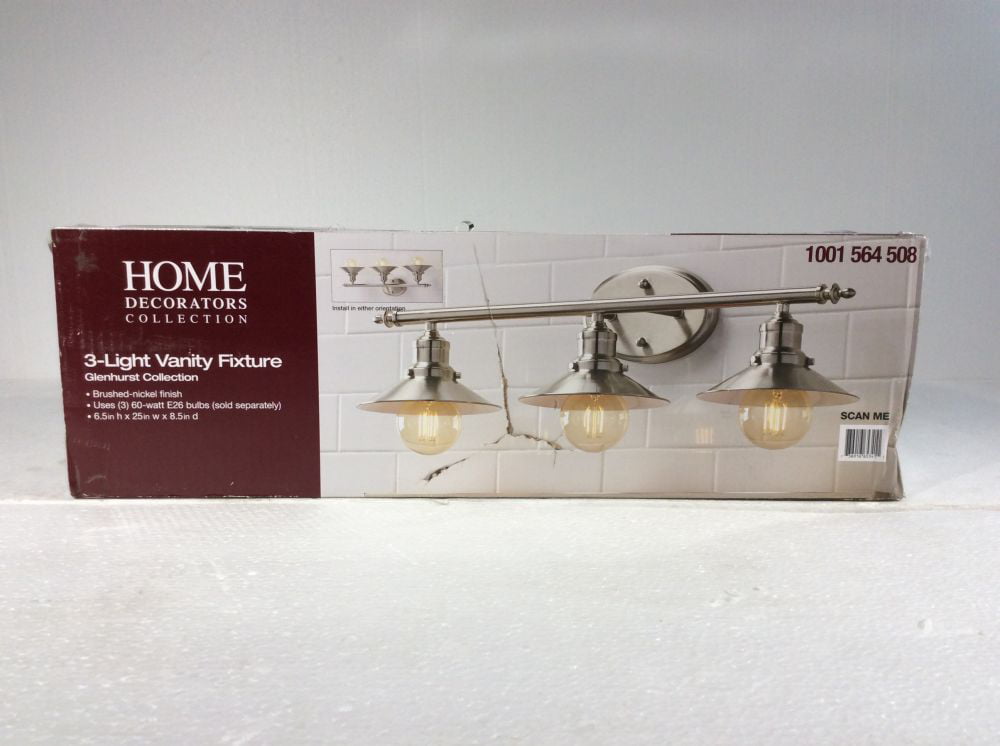 Home Decorators Collection Glenhurst 2-light Brushed Nickel Retro Vanity Light for sale online 