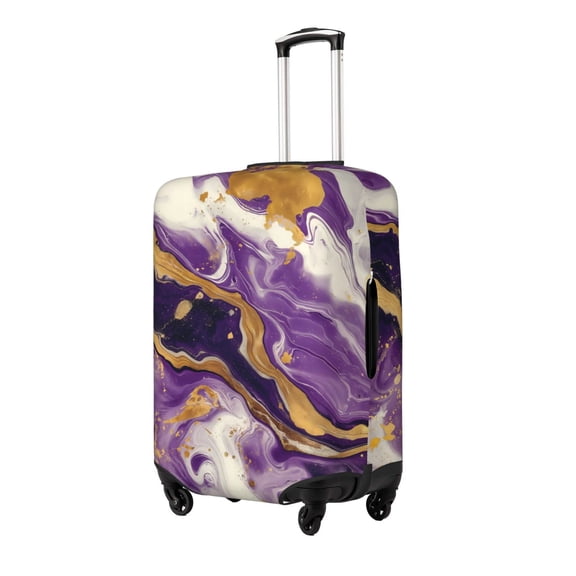 Gukieu Purple Gold Marble Swirls Print Suitcase Protective Cover, Elastic Zipper Buckle Suitcase Protective Cover, Suitable for Travel, Business Trip-Small