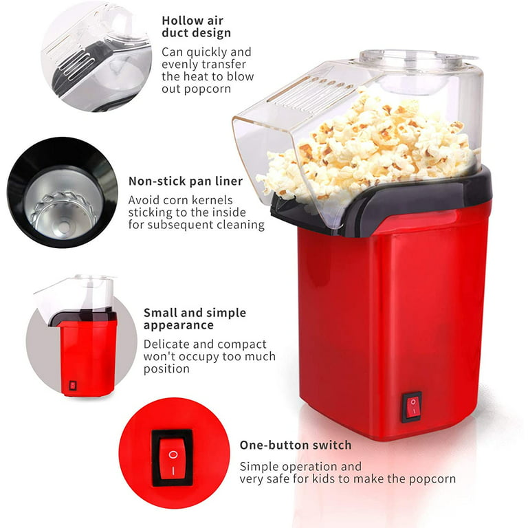 Hot Air Popcorn Popper With Measuring Cup Fast Making Popper Maker