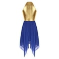 thumbnail image 2 of YONGHS Womens Shiny Lyrical Dance Dress Color Block Sleeveless Irregular Praise Liturgical Dancewear Royal Blue XXL, 2 of 7