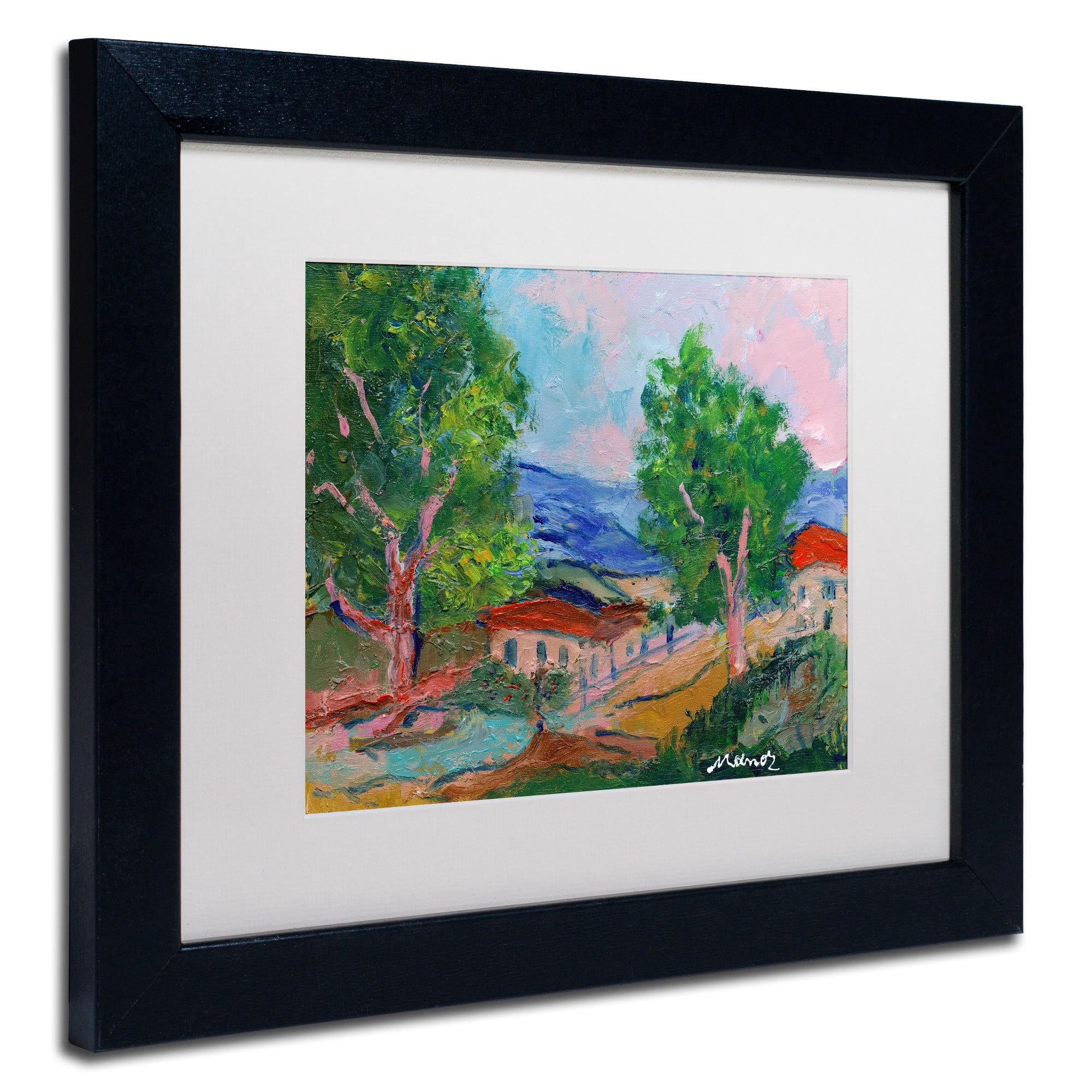 Trademark Fine Art "Tree Valley" Canvas Art by Manor Shadian White Matte, Black Frame